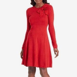 Jessica Howard red sweater bow neck dress L